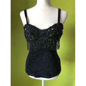 Zum Zum Sweetheart Neck Sequin Frill Bodice Cami S